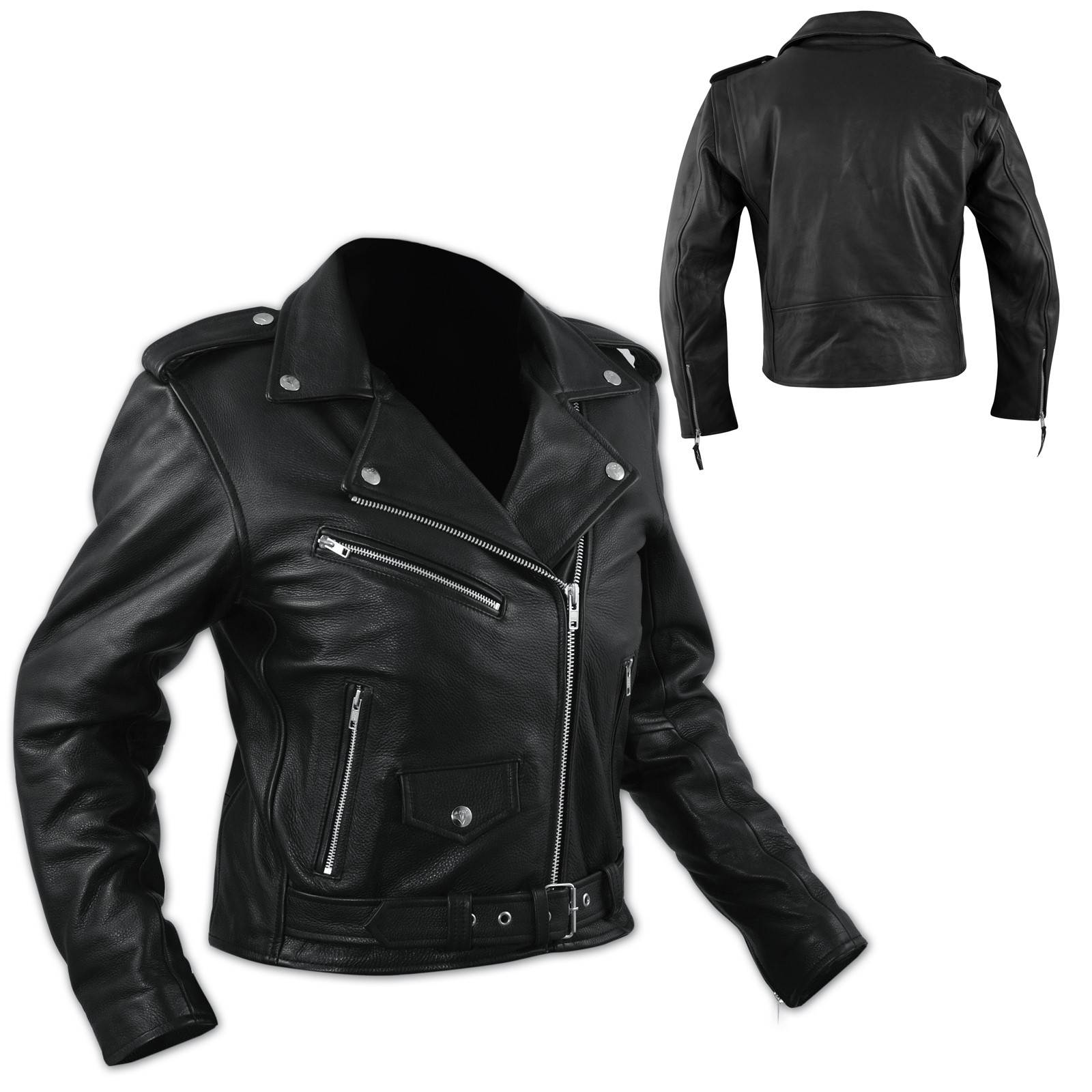 Ladies Motorcycle Motorbike Leather Jacket Marlon Brando Style Biker