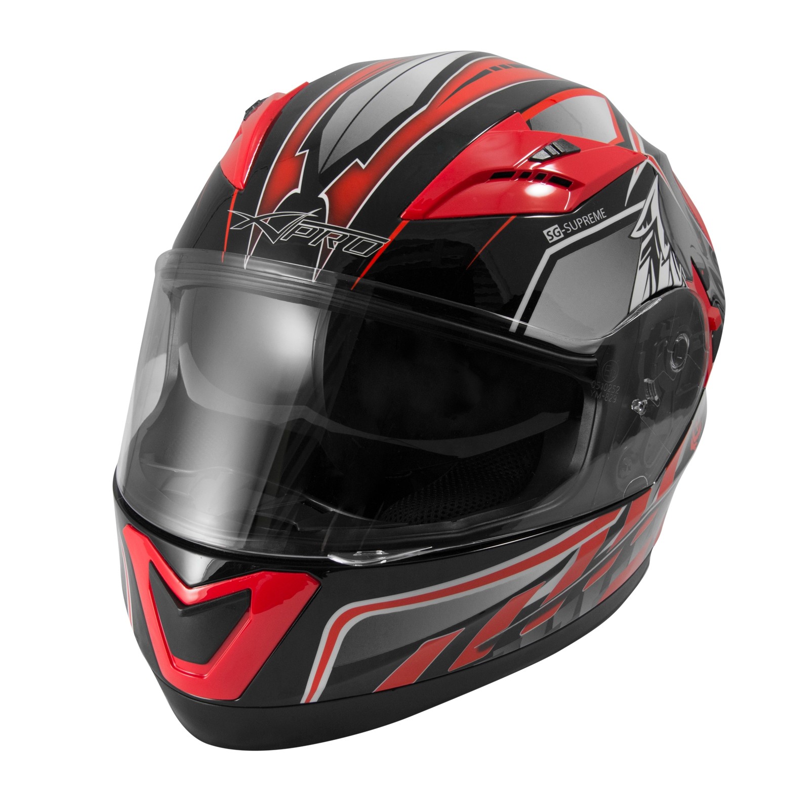 Abbigliamento Moto e Accessori - Casco Integrale Omologato ECE 22 Moto  Scooter Visiera Parasole Antigraffio Grafica Viaggio Rosso