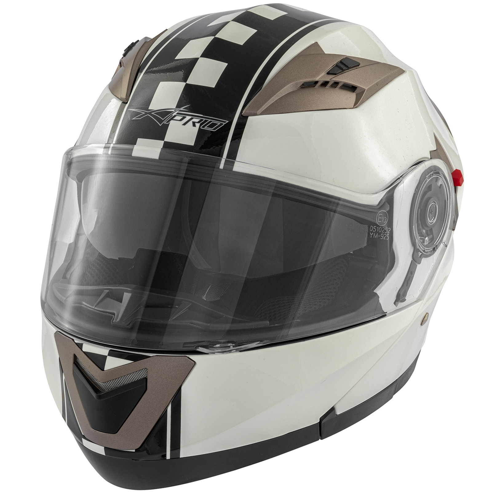 Abbigliamento Moto e Accessori - Casco Modulare Moto Doppia Visiera  Omologato ECE 22 Touring Grafica Bianco