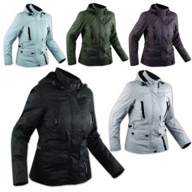 Texpeed Giacca da moto donna 4 stagioni con protezioni - Cappotto  impermeabile da donna in Cordura in tessuto con armatura da moto (EN  1621-1) Rosso 